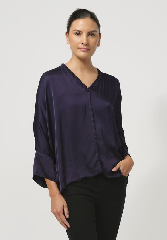 Jaga Satin Layla Blouse in Raisin Blue	