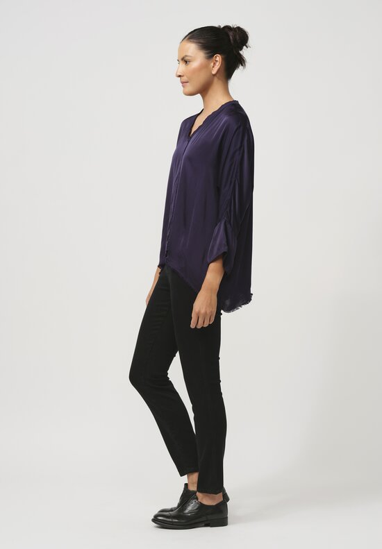 Jaga Satin Layla Blouse in Raisin Blue	