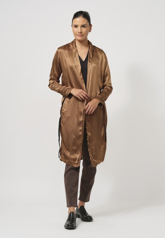 Jaga Belted Satin Ali Duster in Caramel Brown	