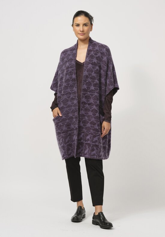 Lainey Keogh Hand-Knit Cashmere Cape in Purple Heather	