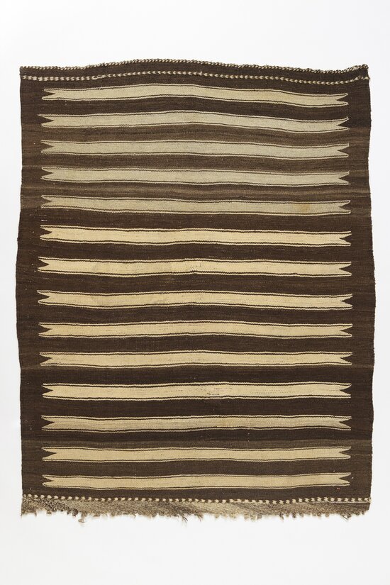 Vintage 19th Century Striped Shahsevan Kilim in Cream & Brown	