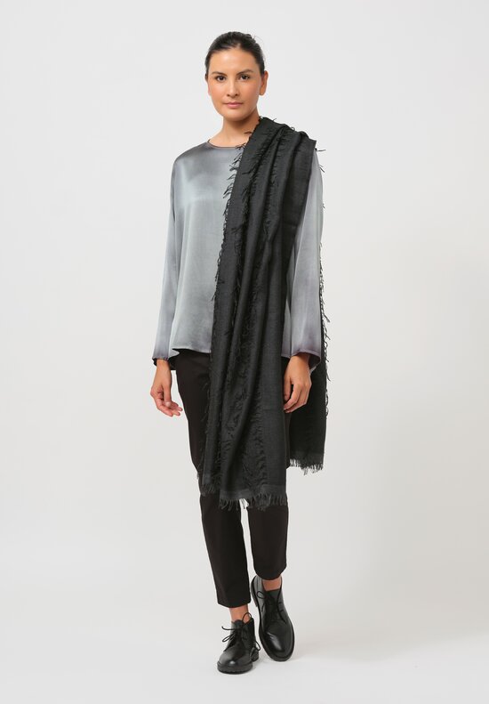 Begg x Co Cashmere Lash Funivie Scarf in Charcoal Green	