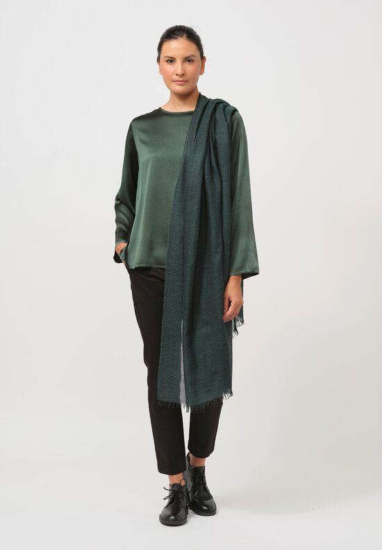 Begg x Co Cashmere & Silk Staffa Scarf in Dark Emerald Green	