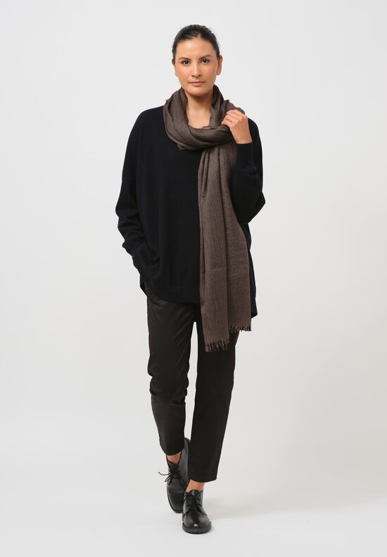 Begg x Co Cashmere & Silk Staffa Scarf in Bark Brown	