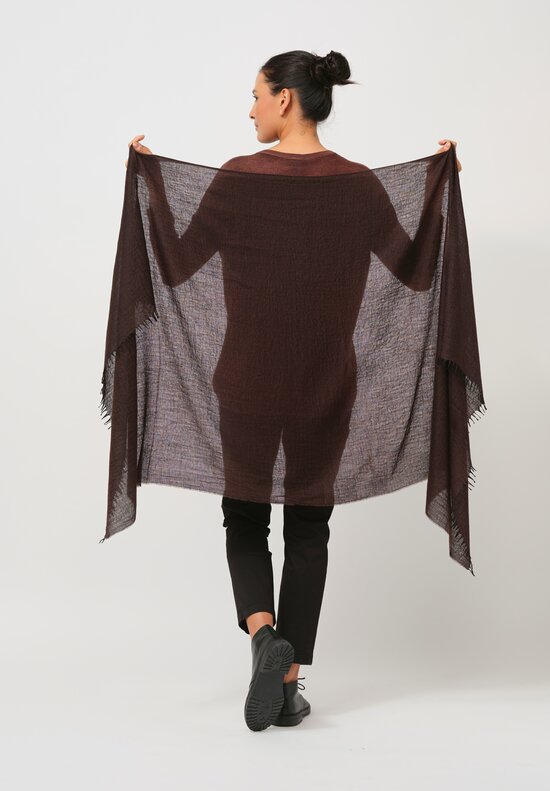 Begg x Co Cashmere & Silk Staffa Scarf in Dark Cocoa Brown	