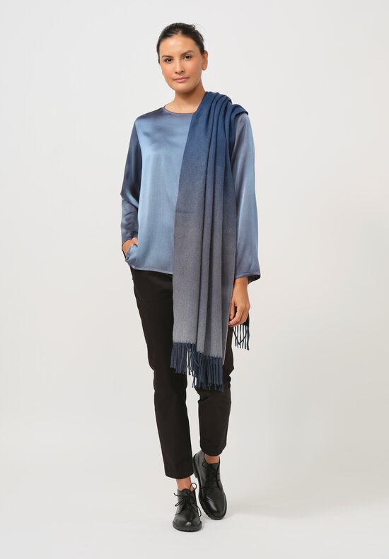 Begg x Co Cashmere Nuance Ombre Stole in Cosmos Blue & Grey	