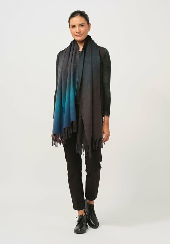 Begg x Co Cashmere Nuance Ombre Stole in Neist Point Green & Black	