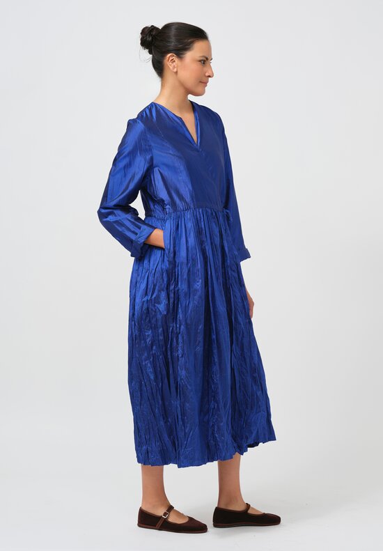 Christian Peau Gathered Silk Wrap Dress in Royal Blue	