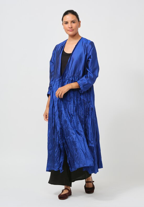 Christian Peau Gathered Silk Wrap Dress in Royal Blue	