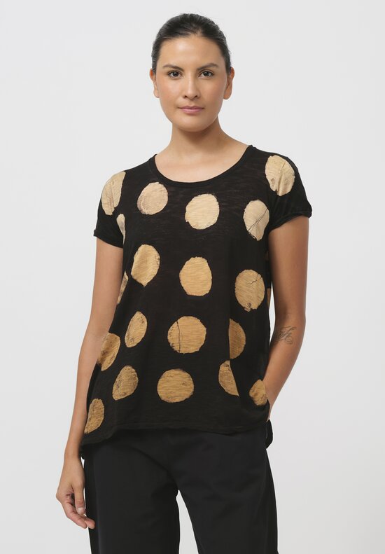 Gilda Midani Pattern-Dyed Short Sleeve Monoprix Tee in Blade & Caramel Gold Spots	