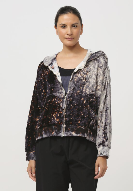 Gilda Midani Pattern-Dyed Mini Midani Hoodie in Deep Sea Black & Brown	