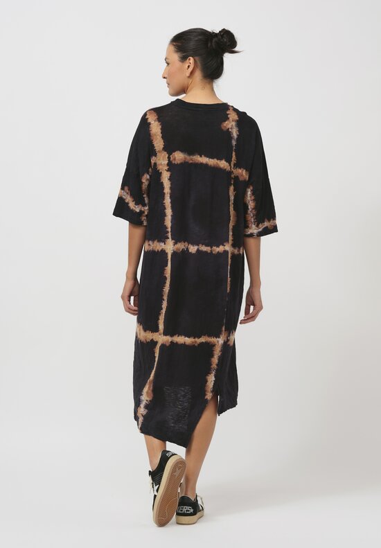 Gilda Midani Pattern-Dyed Super Dress in Burning Black & Brown	