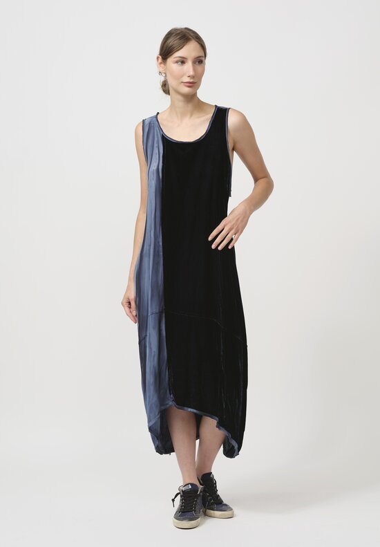 Gilda Midani Pattern-Dyed Velvet Hole Dress in Marble Last Blue	