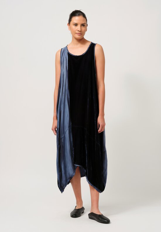 Gilda Midani Pattern-Dyed Velvet Hole Dress in Marble Last Blue