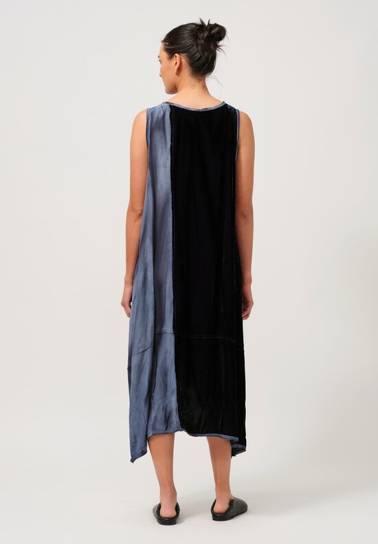 Gilda Midani Pattern-Dyed Velvet Hole Dress in Marble Last Blue