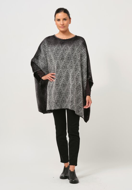 Avant Toi Hand-Painted Diamante Jacquard Poncho in Ombre Husky Grey	