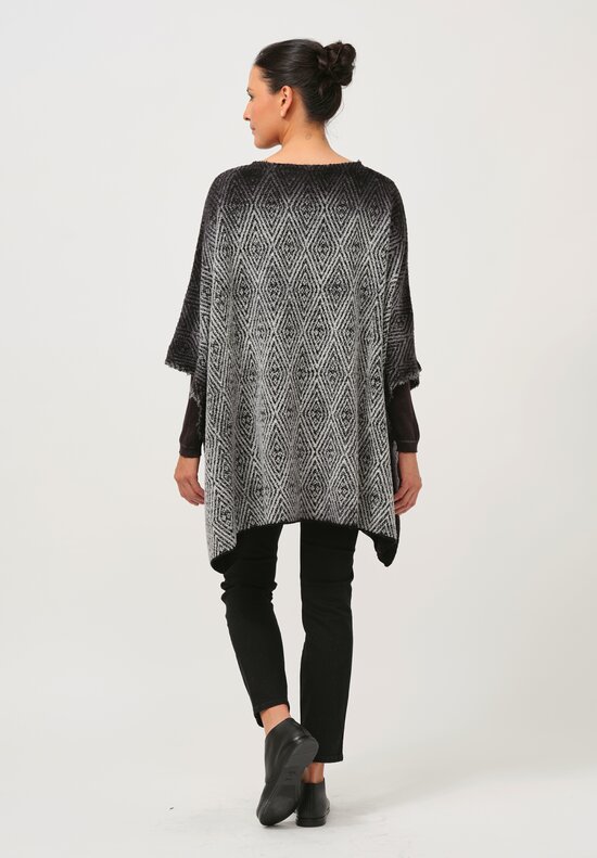 Avant Toi Hand-Painted Diamante Jacquard Poncho in Ombre Husky Grey	