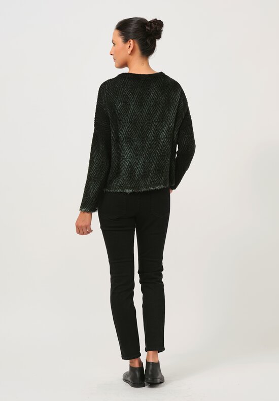 Avant Toi Hand-Painted Diamante Jacquard Pullover in Ombre Bosco Green	