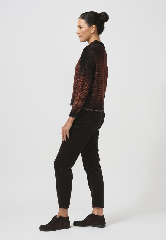 Avant Toi Hand-Painted Diamante Jacquard Pullover in Ombre Cuoio Brown	