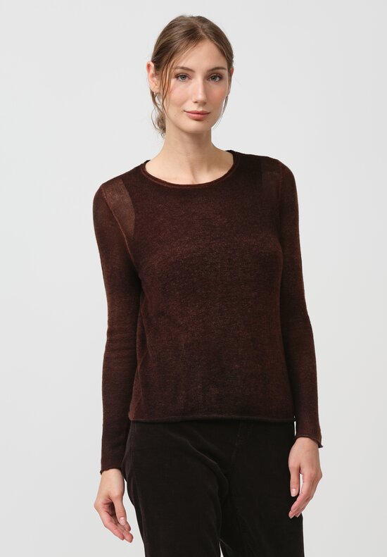 Avant Toi Cashmere Light Garza Sweater in Nero Brownie Brown	