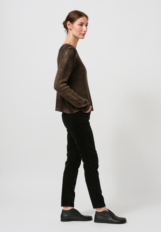 Avant Toi Cashmere & Silk Garzato Sweater in Nero Moss Green	