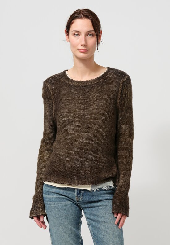 Avant Toi Cashmere & Silk Garzato Sweater in Nero Moss Green