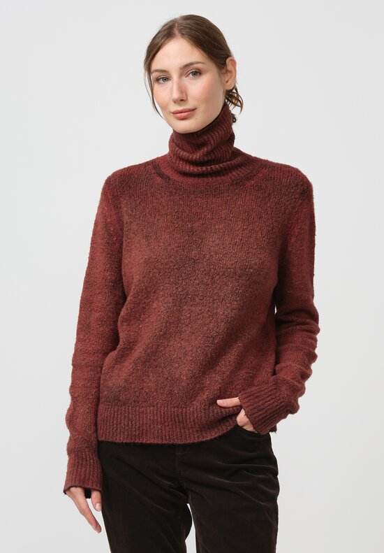 Avant Toi Hand-Painted Cotton Garzato Turtleneck in Nero Cuoio Brown	