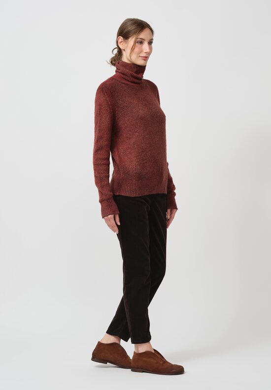 Avant Toi Hand-Painted Cotton Garzato Turtleneck in Nero Cuoio Brown	