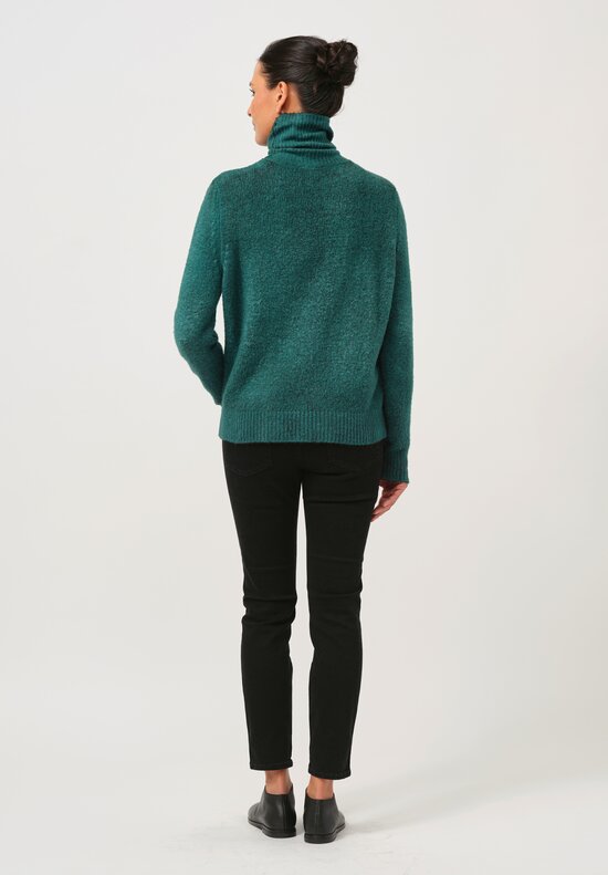 Avant Toi Hand-Painted Cotton Garzato Turtleneck in Nero Bosco Green	