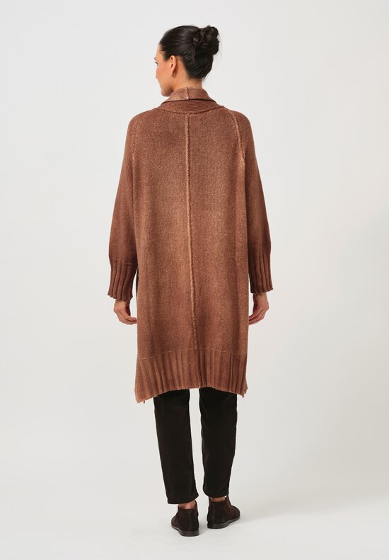 Avant Toi Hand-Painted Eco Cashmere Cardigan in Brownie Brown	