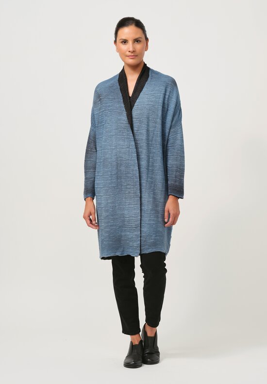 Avant Toi Cashmere & Silk Bellino Cardigan in Nero Water Blue	