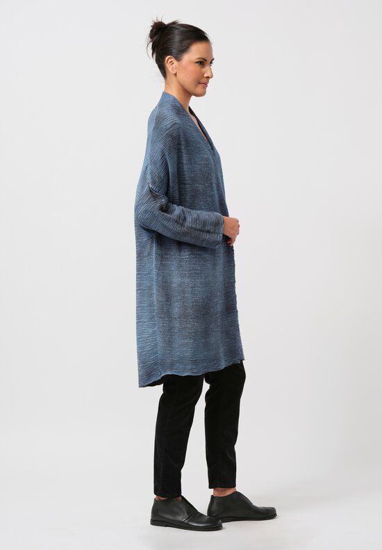 Avant Toi Cashmere & Silk Bellino Cardigan in Nero Water Blue	