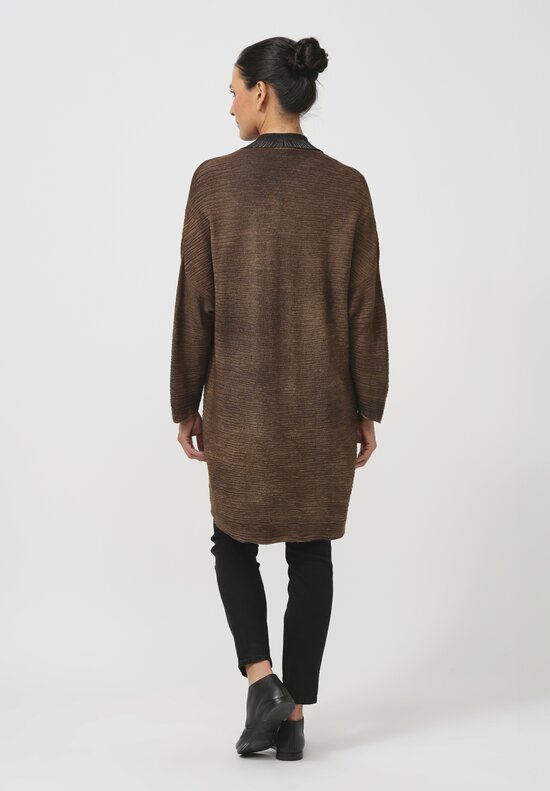 Avant Toi Cashmere & Silk Bellino Cardigan in Nero Sughero Brown	