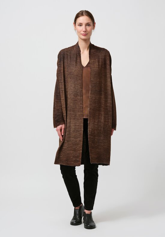 Avant Toi Cashmere & Silk Bellino Cardigan in Nero Sughero Brown	