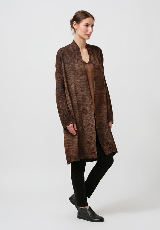 Avant Toi Cashmere & Silk Bellino Cardigan in Nero Sughero Brown	