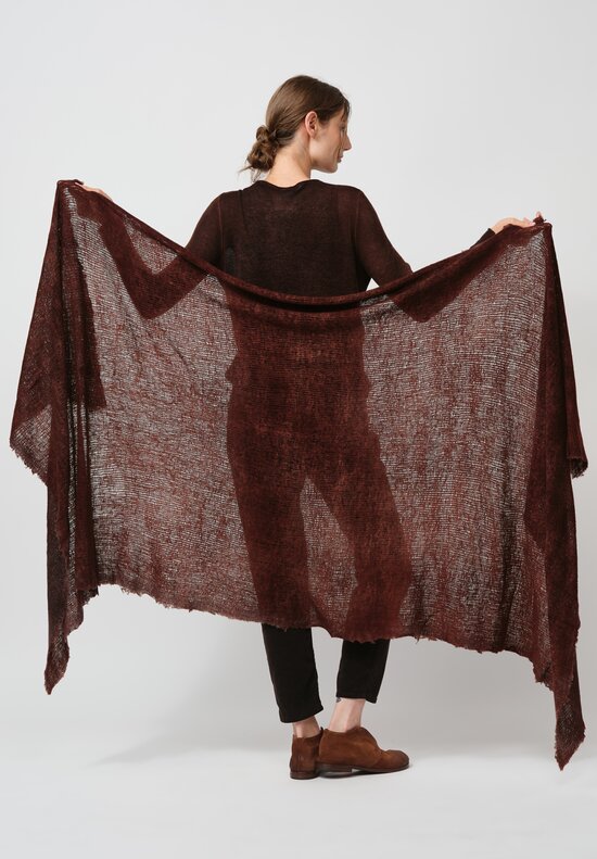 Avant Toi Distressed Cashmere Stramato Scarf in Nero Cuoio Brown	