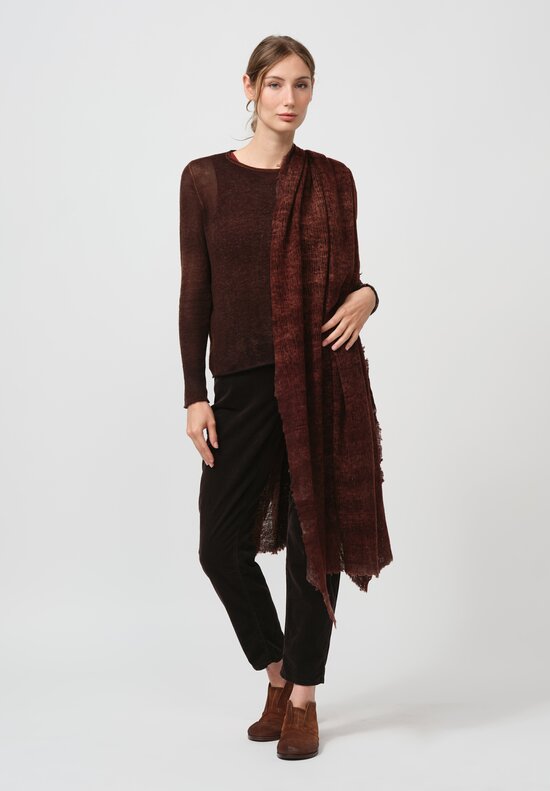 Avant Toi Distressed Cashmere Stramato Scarf in Nero Cuoio Brown	