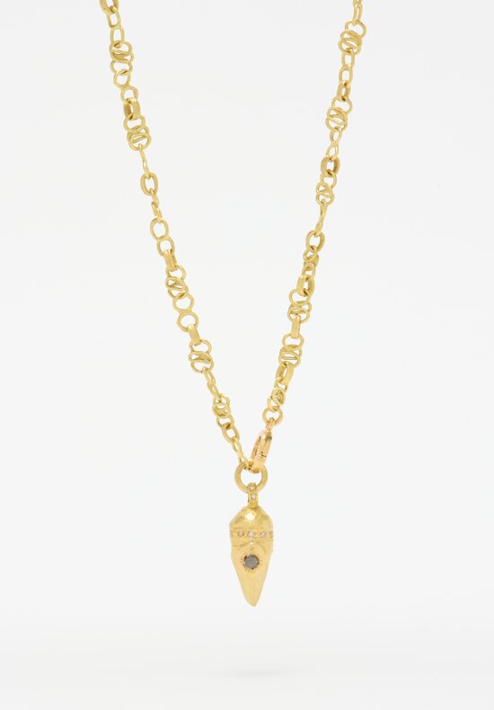 Tovi Farber 18K Link Necklace with Champagne & Pink Diamonds Conical Pendant 