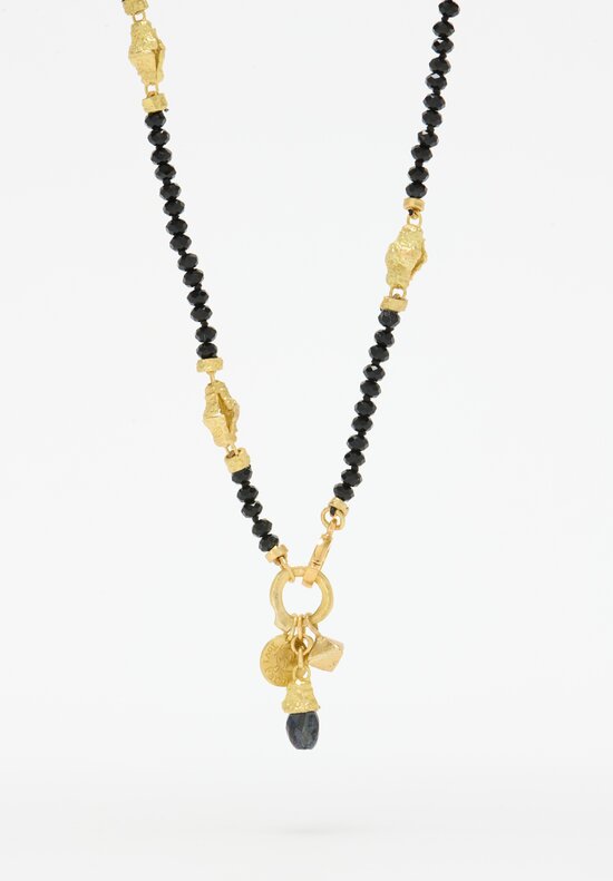 Tovi Farber 18K, Tourmaline Necklace with Links & Black Diamond Pendant	