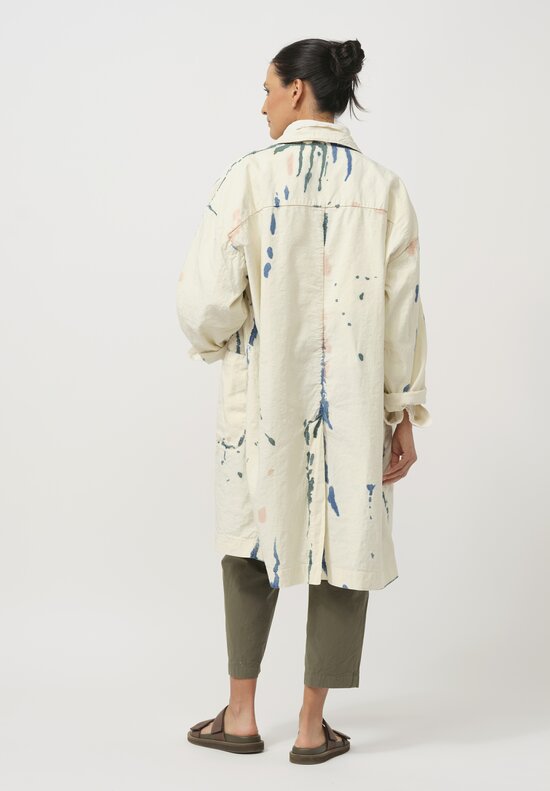 Cottle Silk & Hemp Leaf Vein Reversible Coat in Fermentation White	