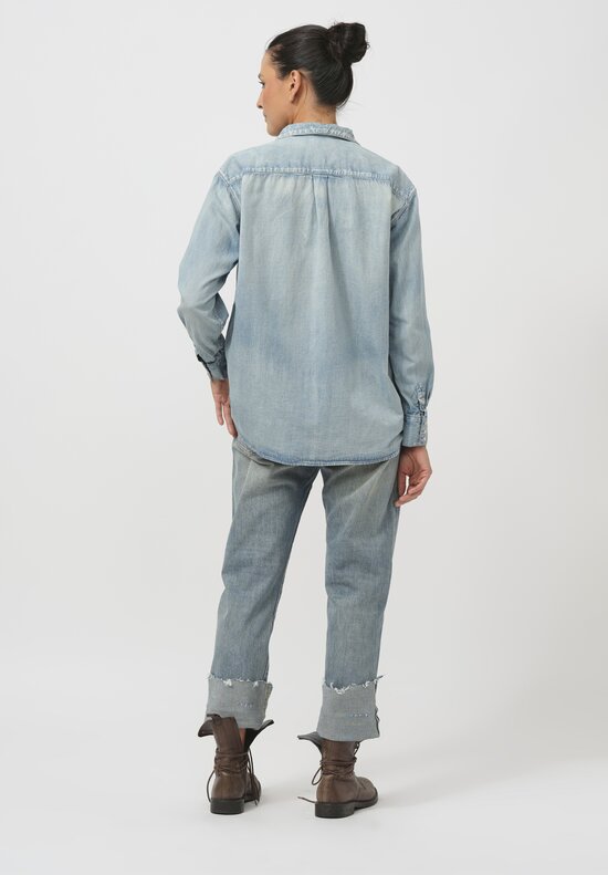 Cottle Cotton & Linen C.T.L. Denim Shirt in Light Indigo	