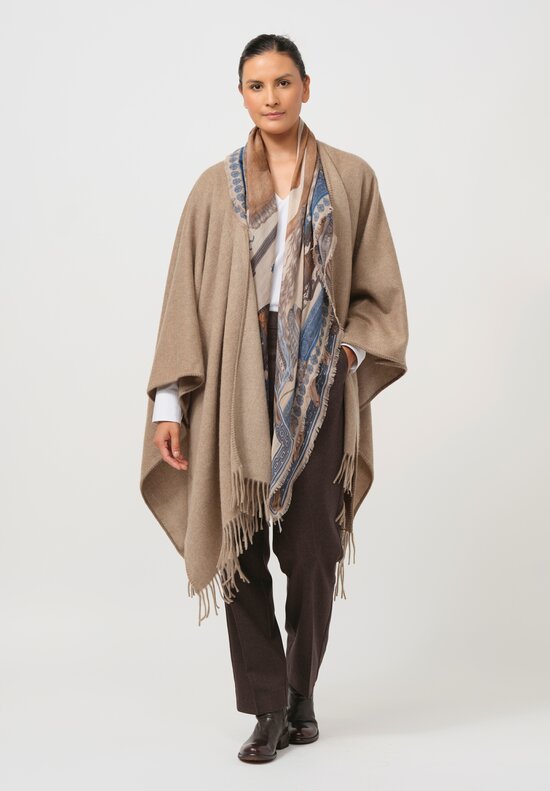 Alonpi Cashmere Mantello Mia Poncho in Silver Brown	