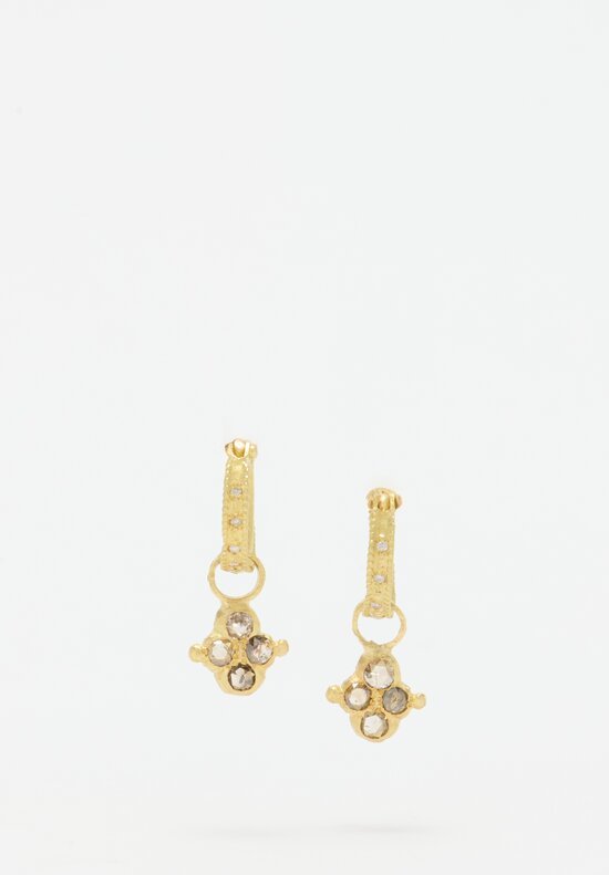 Tovi Farber 18K Hoop Earrings with Clover Diamond Pendant 