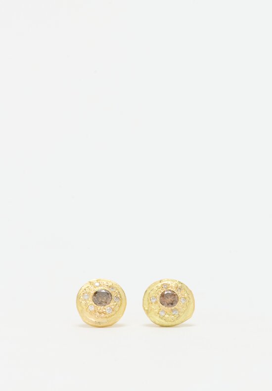 Tovi Farber 18K Stud Earrings with Champagne & White Diamonds	