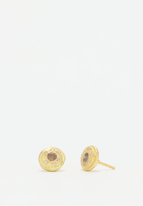 Tovi Farber 18K Stud Earrings with Champagne & White Diamonds	