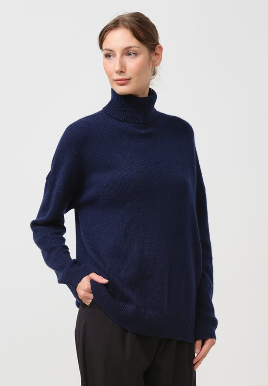 Iris Von Arnim Cashmere & Silk Sunset Sweater in Ink Blue	