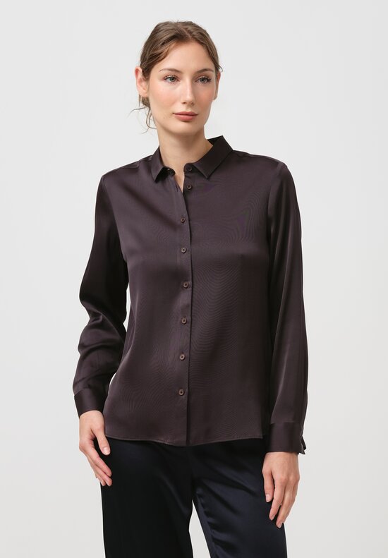 Iris Von Arnim Silk Ontario Shirt in Espresso Brown	