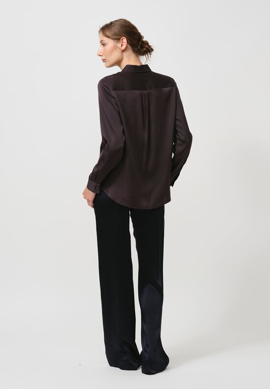 Iris Von Arnim Silk Ontario Shirt in Espresso Brown	