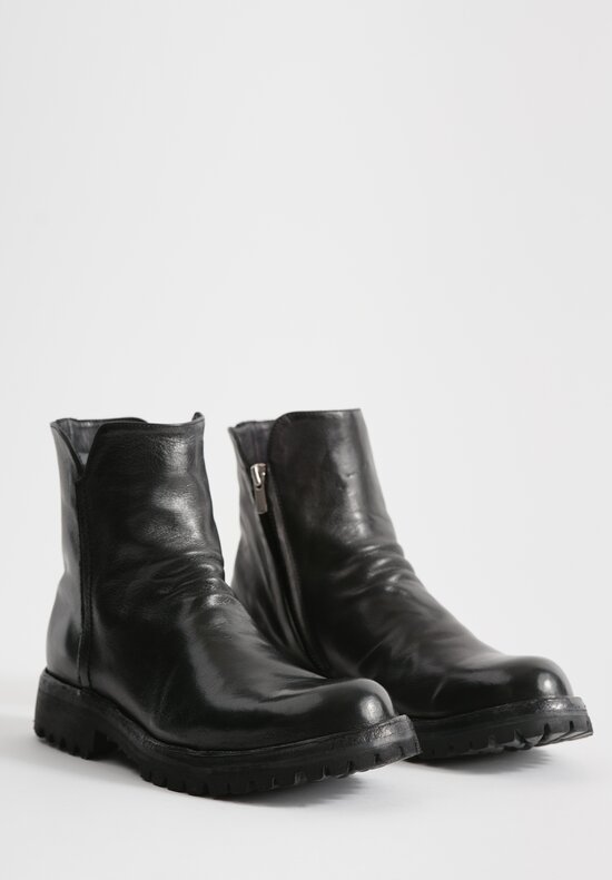 Officine Creative Leather Loraine Ignis T. Zip Boot in Nero Black	