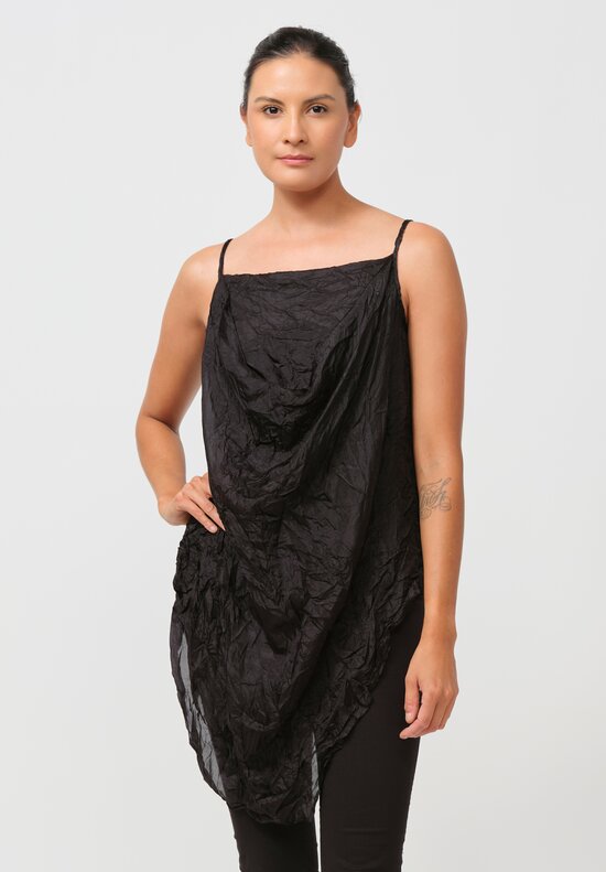 Rundholz Dip Crinkled Silk Camisole in Black	